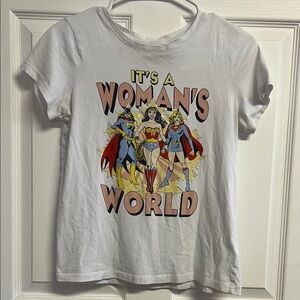 H&M White Graphic T-Shirt with Superheroes
